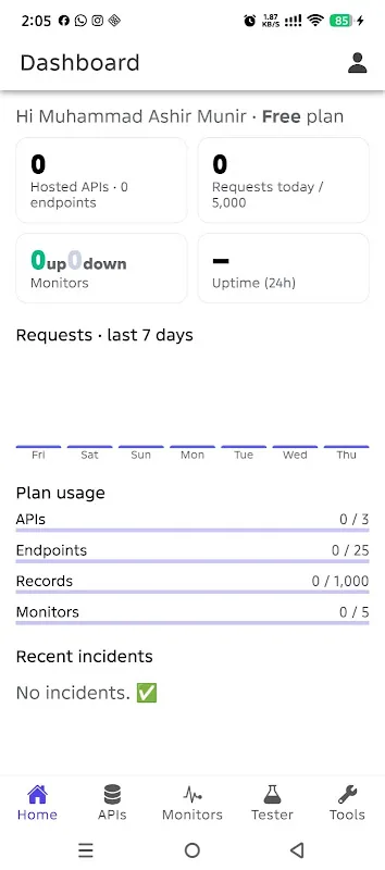 API24x7 - API ٹیسٹ اور مانیٹر اسکرین شاٹ 1