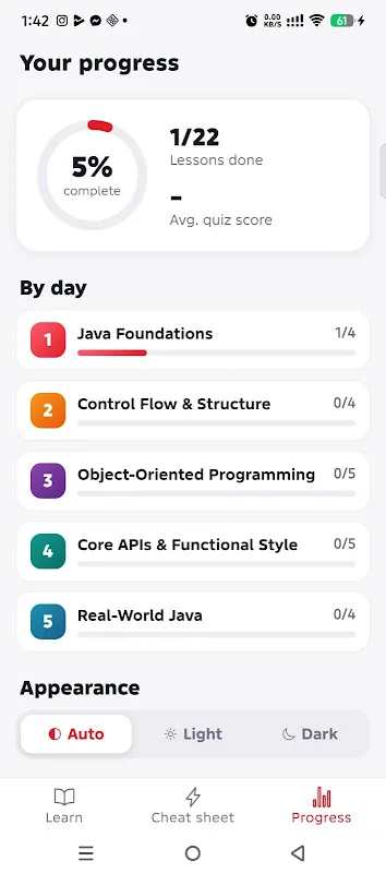 Captura de tela do Learn JAVA in just 5 days 2