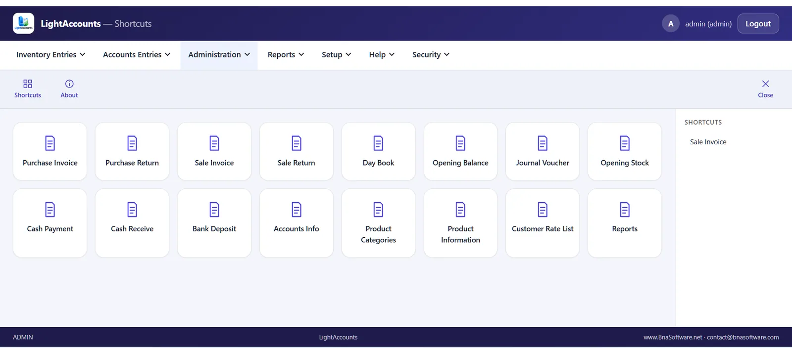 Raccourcis pour les factures, pi&egrave;ces comptables, journal quotidien et &eacute;critures de stock