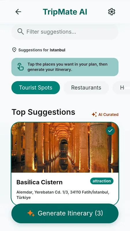 Tangkapan layar Tripmate AI 3