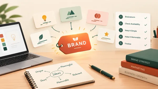Business brand naming guide: brainstorming ideas, a brand tag and a five-step naming checklist