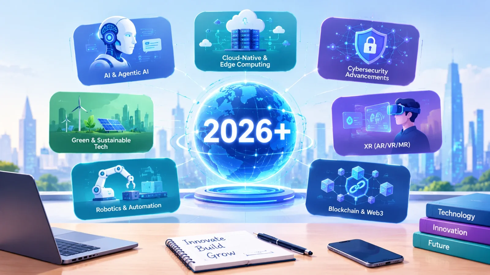 Trending technologies shaping 2026 and beyond: AI, cloud, cybersecurity, XR, robotics and blockchain